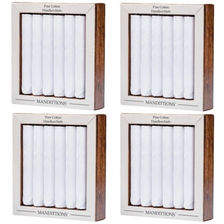 Four Boxes of 6 White Handkerchiefs